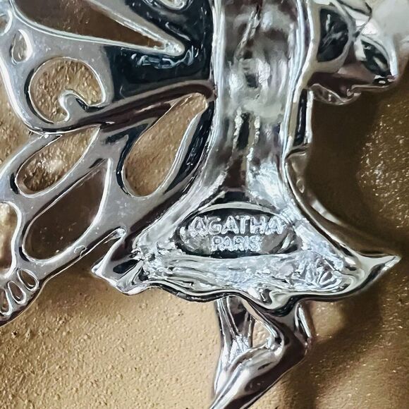 RARE Runway Agatha Paris Pixie Fairy Pendant France Bright Silver Necklace 1043 - Picture 8 of 11